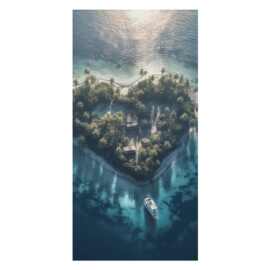 跨境海边爱心风景图沙滩巾印花海边游泳浴巾健身运动毛巾厂家直销