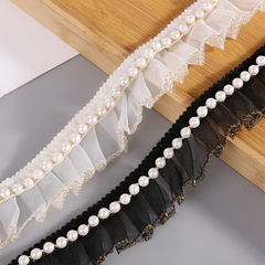 蕾絲珠鏈褶皺加密無光紗金絲邊花邊帶手工diy服裝窗簾邊輔料批發