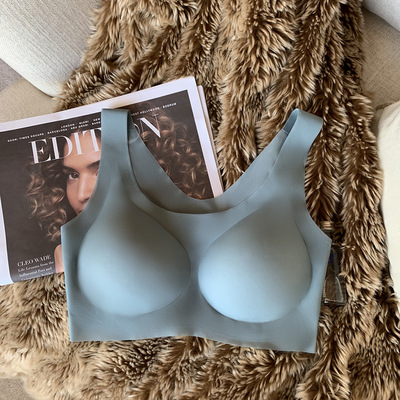 Verano japonés de seda de hielo ultrafino sin costuras chaleco ropa interior pecho-recepción invisible de una pieza sujetador fijo 668