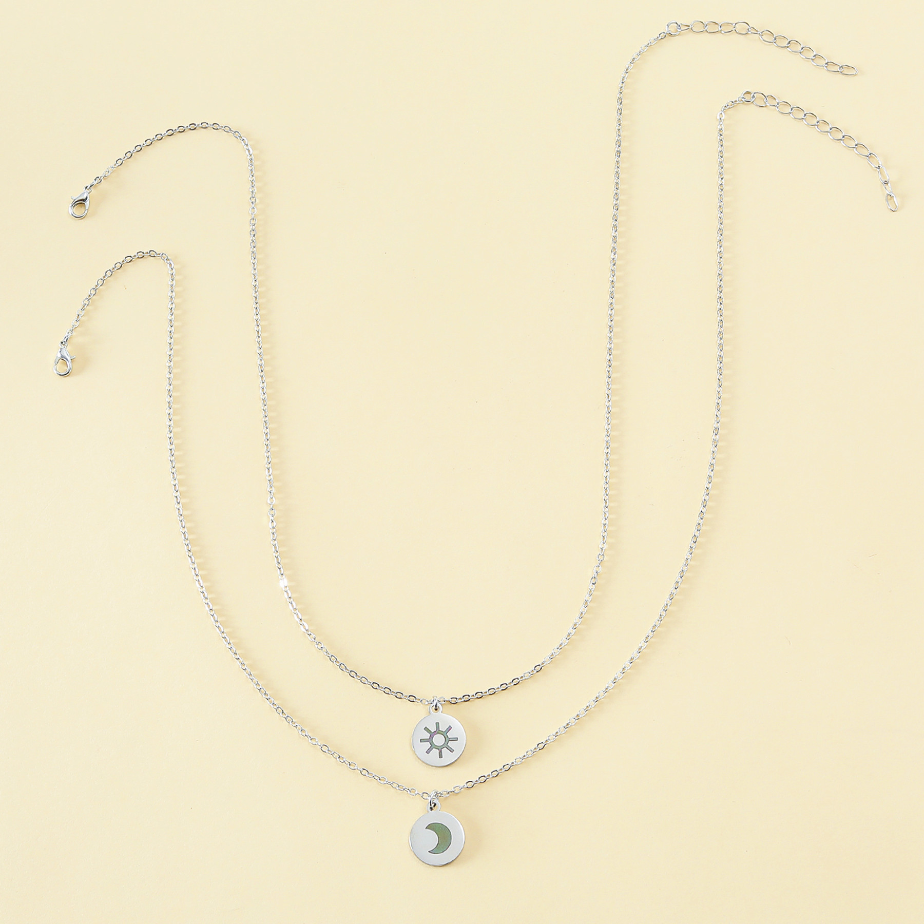 Couple Gender Simple Style Sun Moon Stainless Steel Polishing Necklace