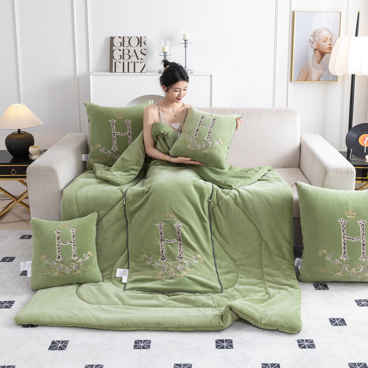 Amazon Cross-Border Popular Pillow Milk Velvet Office Living Room Bedroom Decorative Cushion Sofa Waist Pillow Pillow Cover