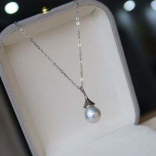 Aurora Colorful Cold White Strong Light Natural Baroque Freshwater Pearl S925 Silver Necklace Clavicle Chain Niche Design