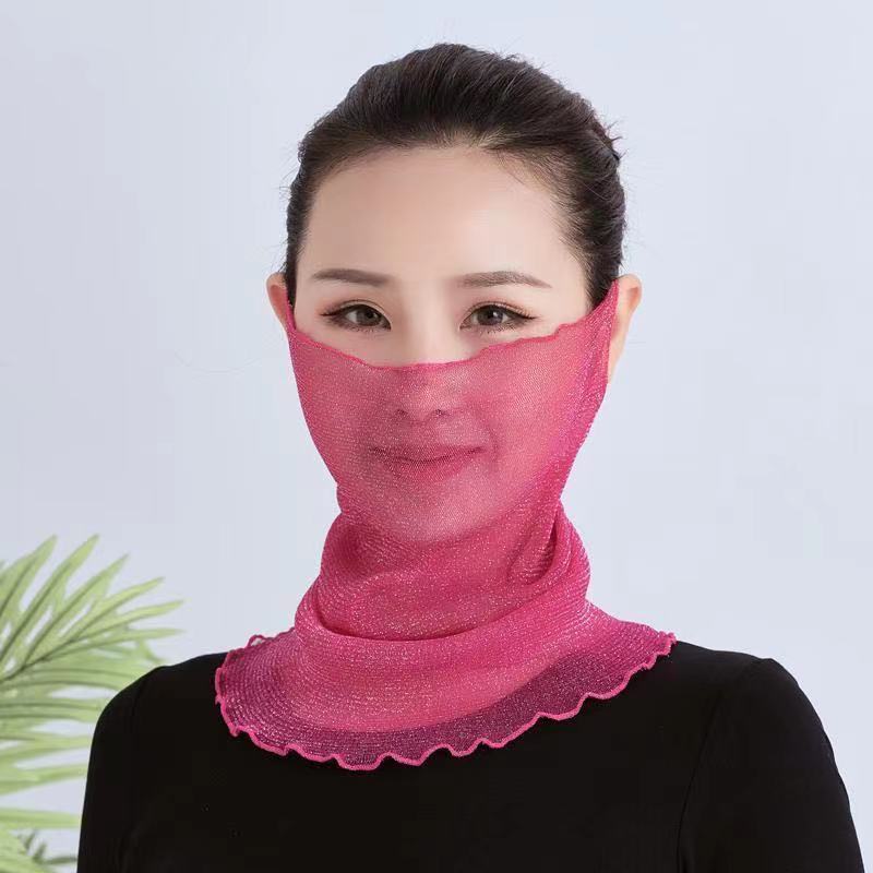 Cuello de orejas de alambre de oro para mujeres primavera y verano universal protector solar cuello de cuello multifuncional velo de cuello de cubierta de cabeza de seda pequeña bufalla
