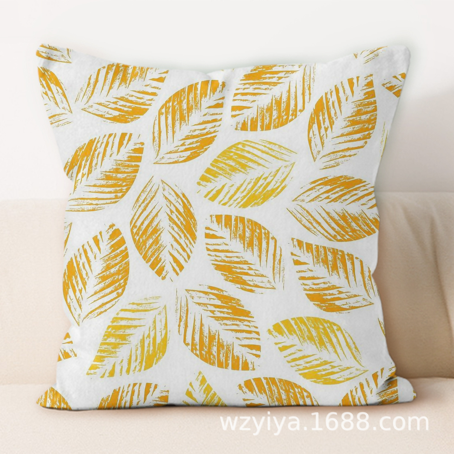 almohada de hoja estampada simple y moderna decoración del sofá de la sala de estar almohada de cabecera de cama cuadrada desmontable