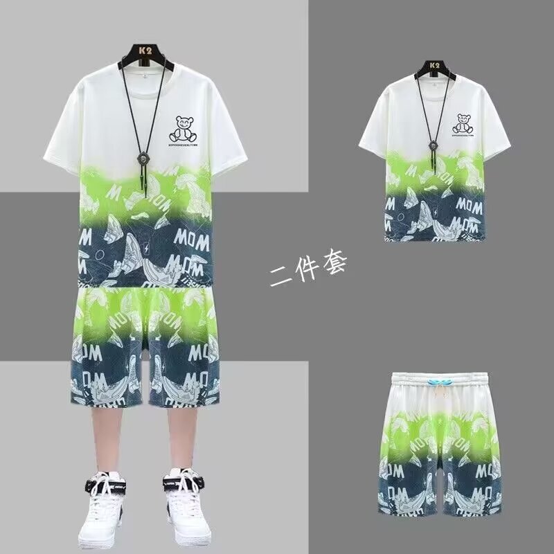 Men's Casual Sports suit Short-sleeved Summer plus size New Handsome Shorts Korean Style Fashion Brand Clothes suit