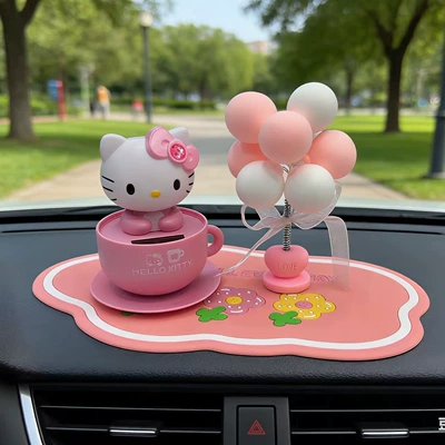 Bobblehead Hello Kitty Car: Car ornaments - pink-kt-cat-balloon-pink-anti-slip-mat