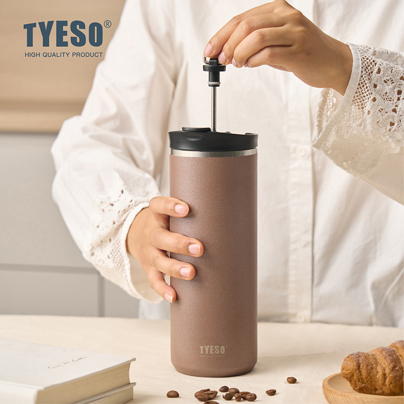 TYESO Taishuo コーヒーフレンチプレスポットポータブル屋外手淹れコーヒーカップ 304 ステンレス鋼フレンチプレス断熱カップ|undefined