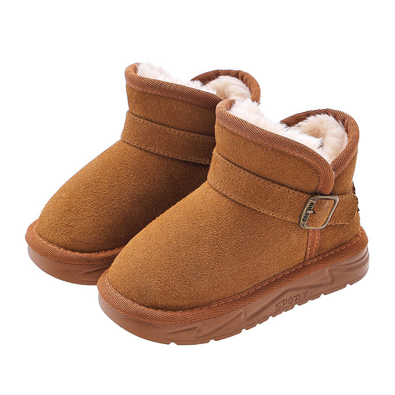 Botas de nieve para niños 2024 nuevas botas de invierno para niñas botas de invierno otoño y invierno de lana para niños zapatos de algodón de nieve zapatos de bebé