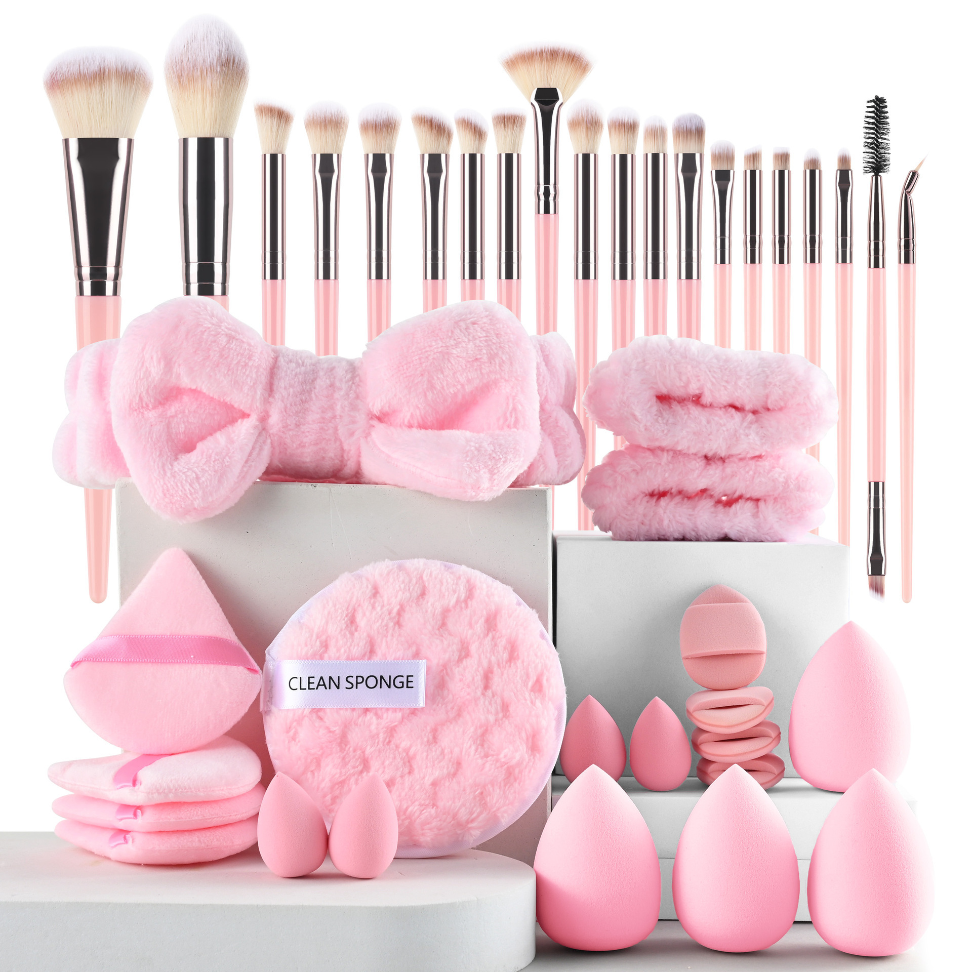 40pc set de herramientas de maquillaje de belleza de venta en caliente transfronteriza, un conjunto completo de 46 pinceles, una gran combinación de lavado de cara, maquillaje en polvo