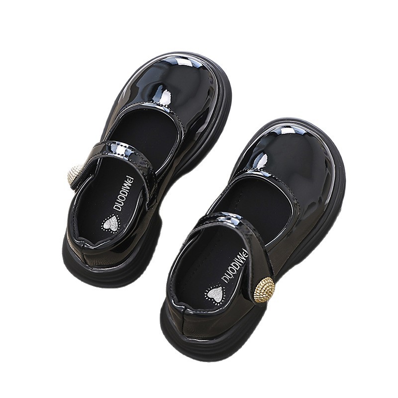Zapatos de cuero para niñas 2025 nuevo estilo primavera y otoño negro estilo universitario zapatos de rendimiento para niños zapatos de princesa Mary Jane zapatos individuales para niñas