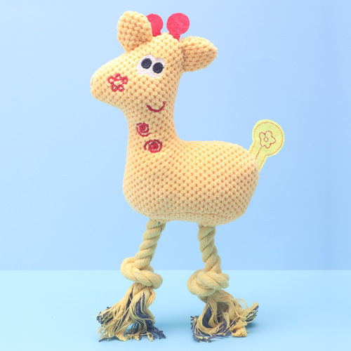 Pet Cotton Rope Plush Deer Toy Pet Sound Relief and Molar Dog Plush Knot Toy Supplies