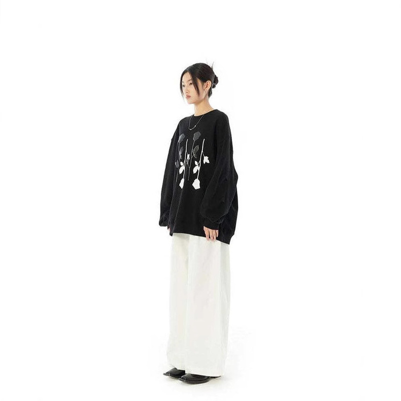 Y2K Harajuku High Street Loose plus size Women's Autumn Sweatshirt Fashion Street Flower Pattern Women's Sweatshirt Y2K Harajuku High Street Loose plus size Women's Autumn Sweatshirt Fashion Street Flower Pattern Women's Sweatshirt