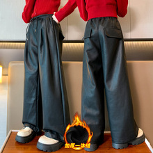 Z1102一体绒-早阳童2023年秋冬季新款中大童时尚宽松舒适皮裤女童