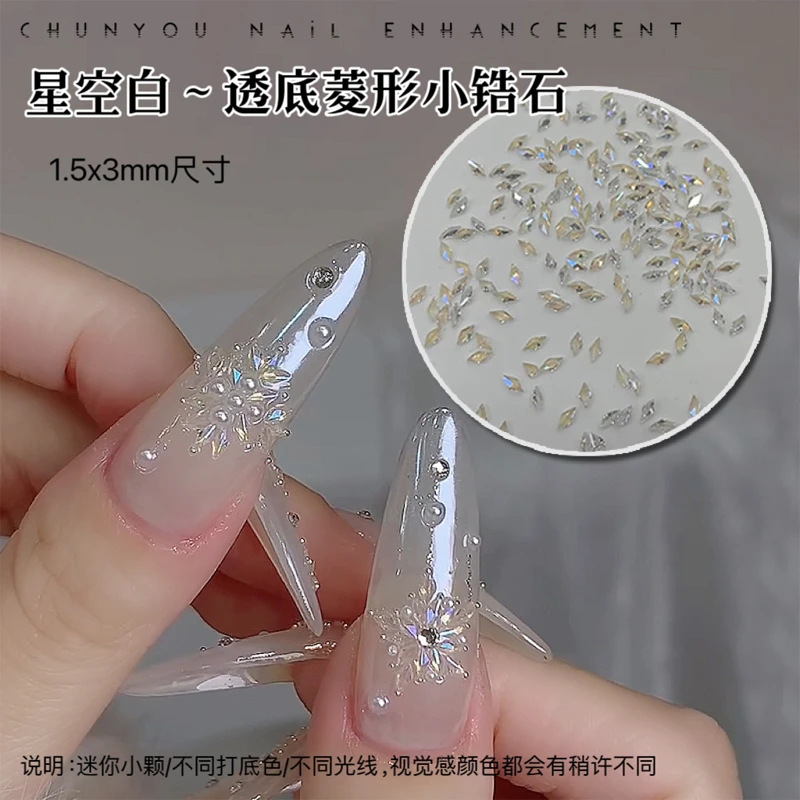 Nuevo diamante de zircón mini estrella blanca de Navidad manicure diamantes de nieve manicure joyas de zircón al por mayor