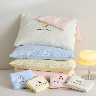 [single pillowcase] Class A washed cotton quilted cotton single pillowcase (without core) removable and washable cotton embroidery