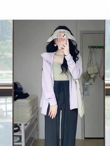 2024 Summer Ice Silk Sunscreen Jacket for Women, Outerwear, Summer Plain Color Breathable Thin Loose Jacket for Women