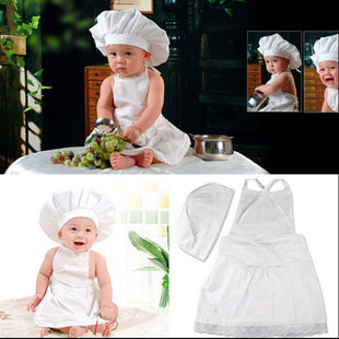Newborn Hundred Days Baby Chef Hat Apron Photography Children's Clothing suit Little Chef Clothing DIY Fun