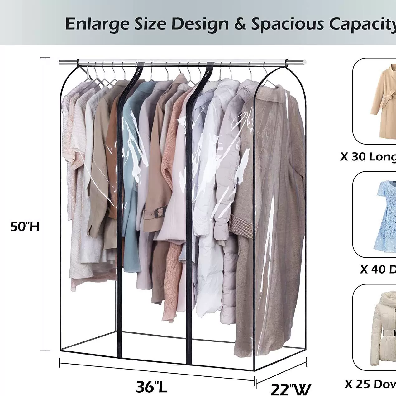 亚马逊衣服防尘罩透明黑边挂衣袋连衣裙防尘西服套大衣外套衣橱