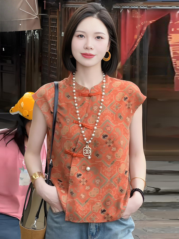新しい中国風の半袖シャツ女性のための夏の新しいファッション気質シャツ小柄な人ルーズ痩身シャツ|undefined