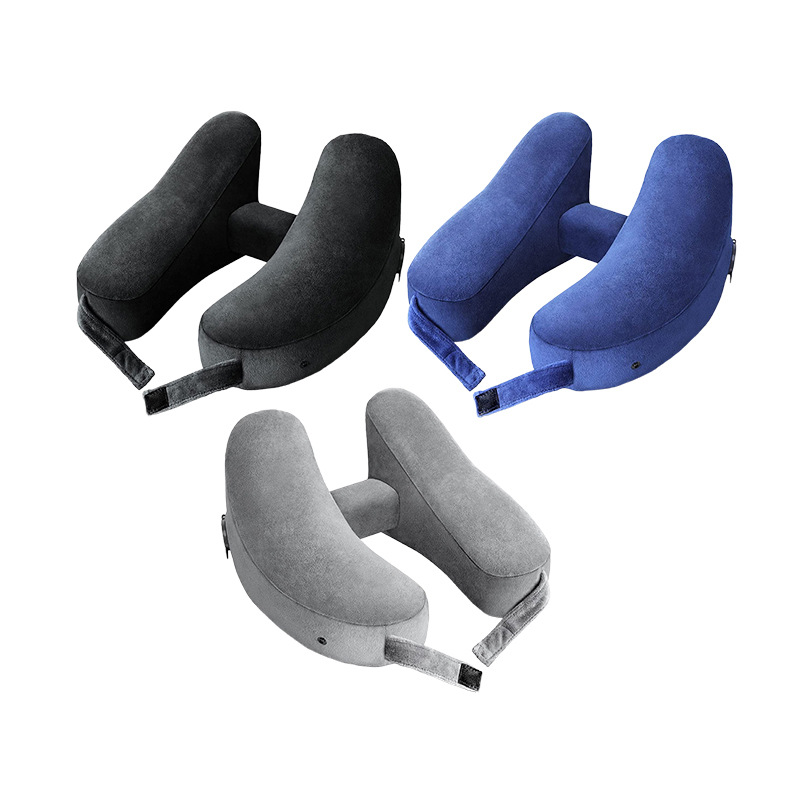 Cuello almohada de viaje en forma de U almohada inflable H con capucha siesta almohada coche al aire libre aviones de larga distancia cuello almohada al por mayor