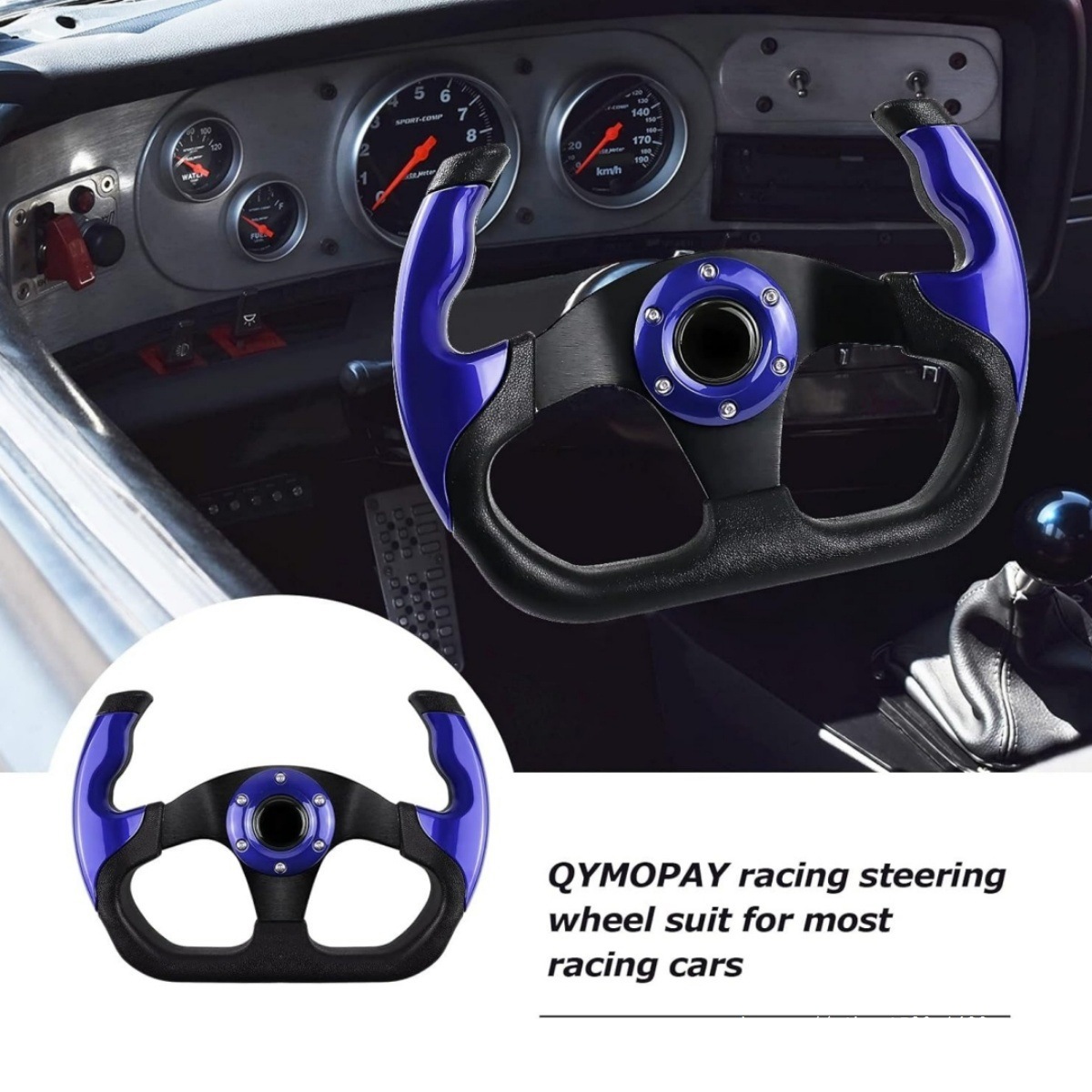 Car Modified Pu Steering Wheel Competitive Game Kart 13-Inch 320mm Imitation Racing Steering Wheel Adaptable to Universal