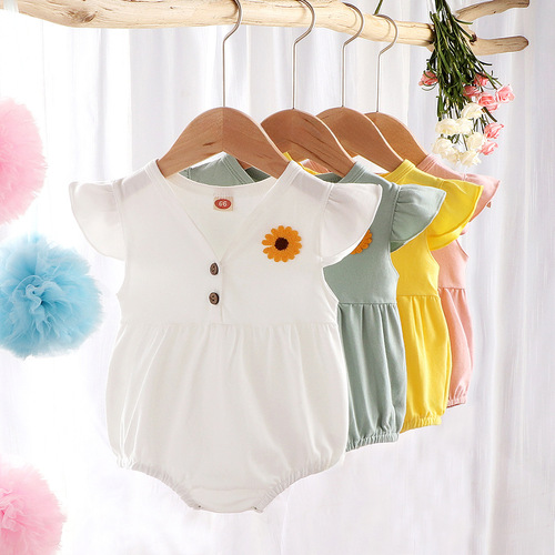 Baby Girl's Four-Color Small Chrysanthemum Princess Style Summer Cotton Triangle Diaper Cover Fashion Daisies Diaper Cover
