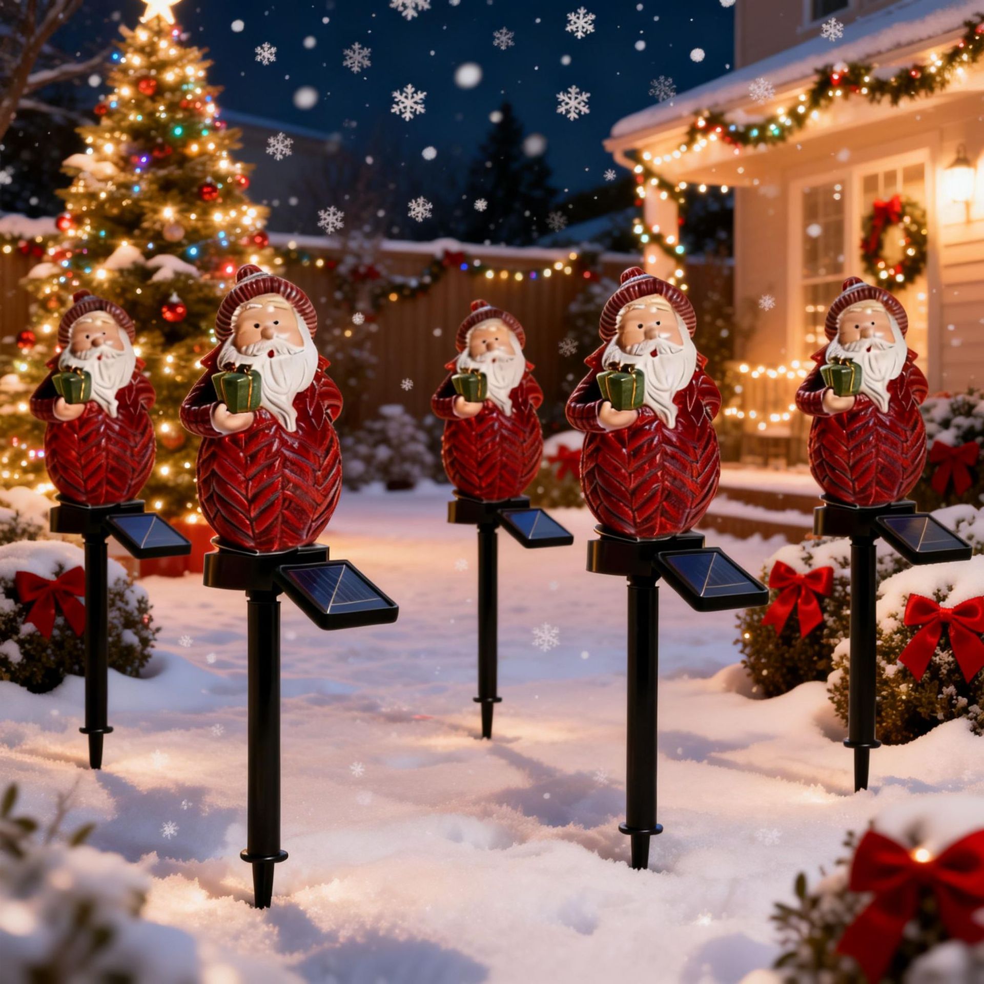 Nuevo solar Navidad muñeco de nieve enano resina césped jardín lámpara vacaciones jardín paisaje atmósfera lámpara