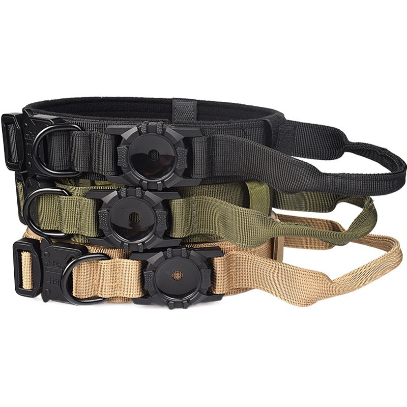 Adecuado para AirTag localizador táctico correa de perro de nylon ajustable tamaño anti-rotura a prueba de explosiones collar de mascotas
