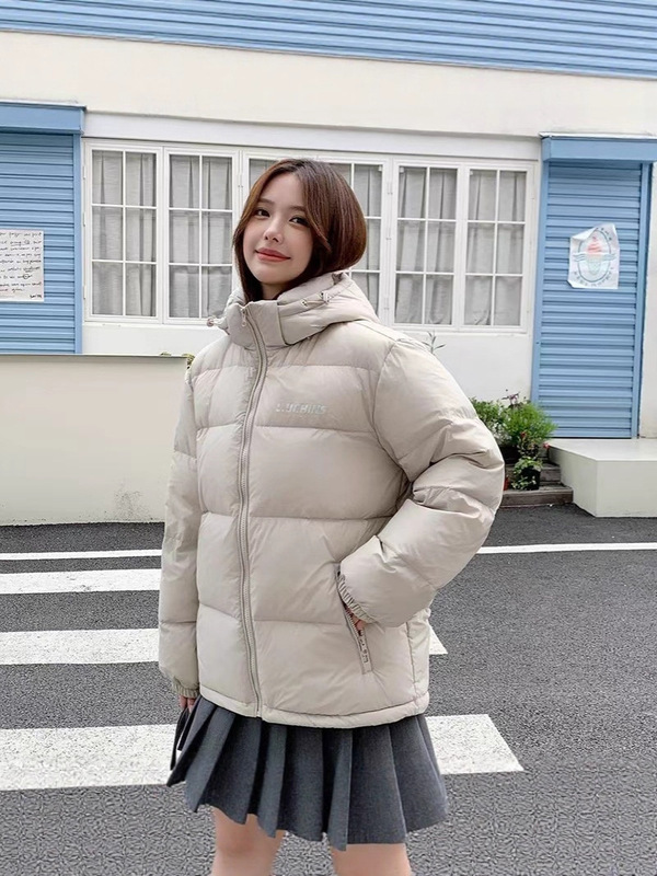 2025年新款羽绒服女短款连帽冬季加厚宽松面包服情侣款小个子外套|undefined