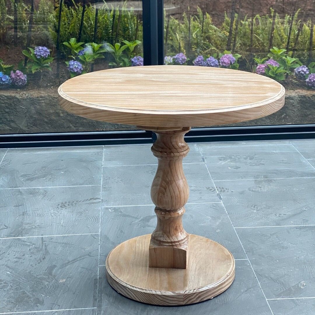 cs European-style Solid Wood Negotiation Small Round Table Retro Old Small Square Table American Hotel Cafe Leisure Table Side