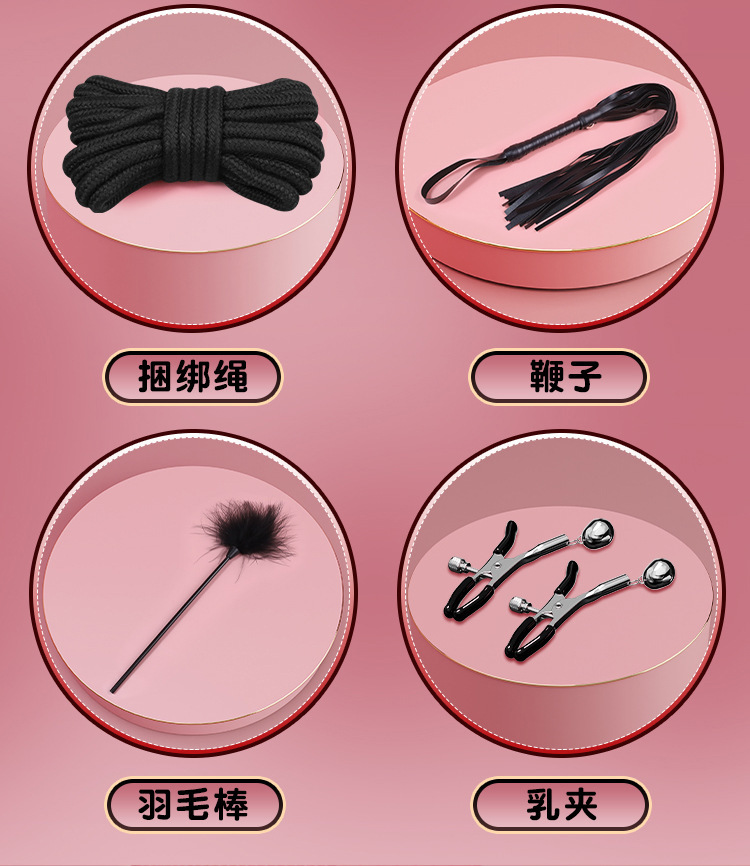 Lace Handcuffs Couple Bondage Set with Faux Leather Restraints, 10-Piece Adult Play Kit — detail image 11