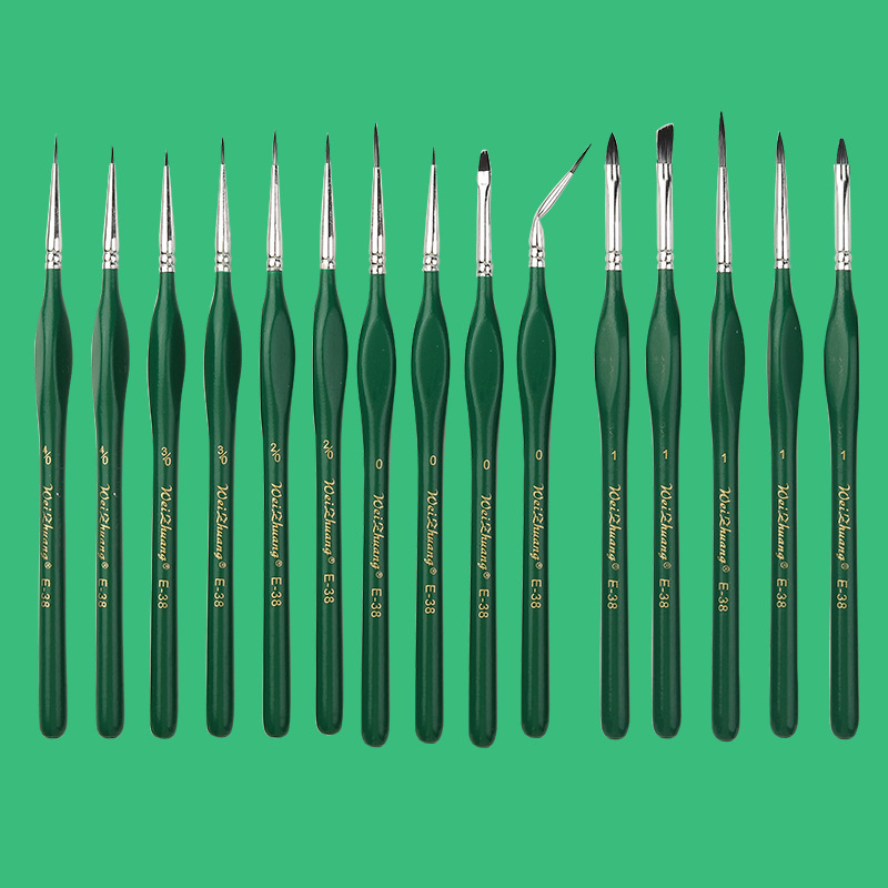 Cross-Border 15-Piece Hook Pen Set Nylon Hair Manicure Watercolor Gouache Acrylic Oil Brush with Elbow Brush Set