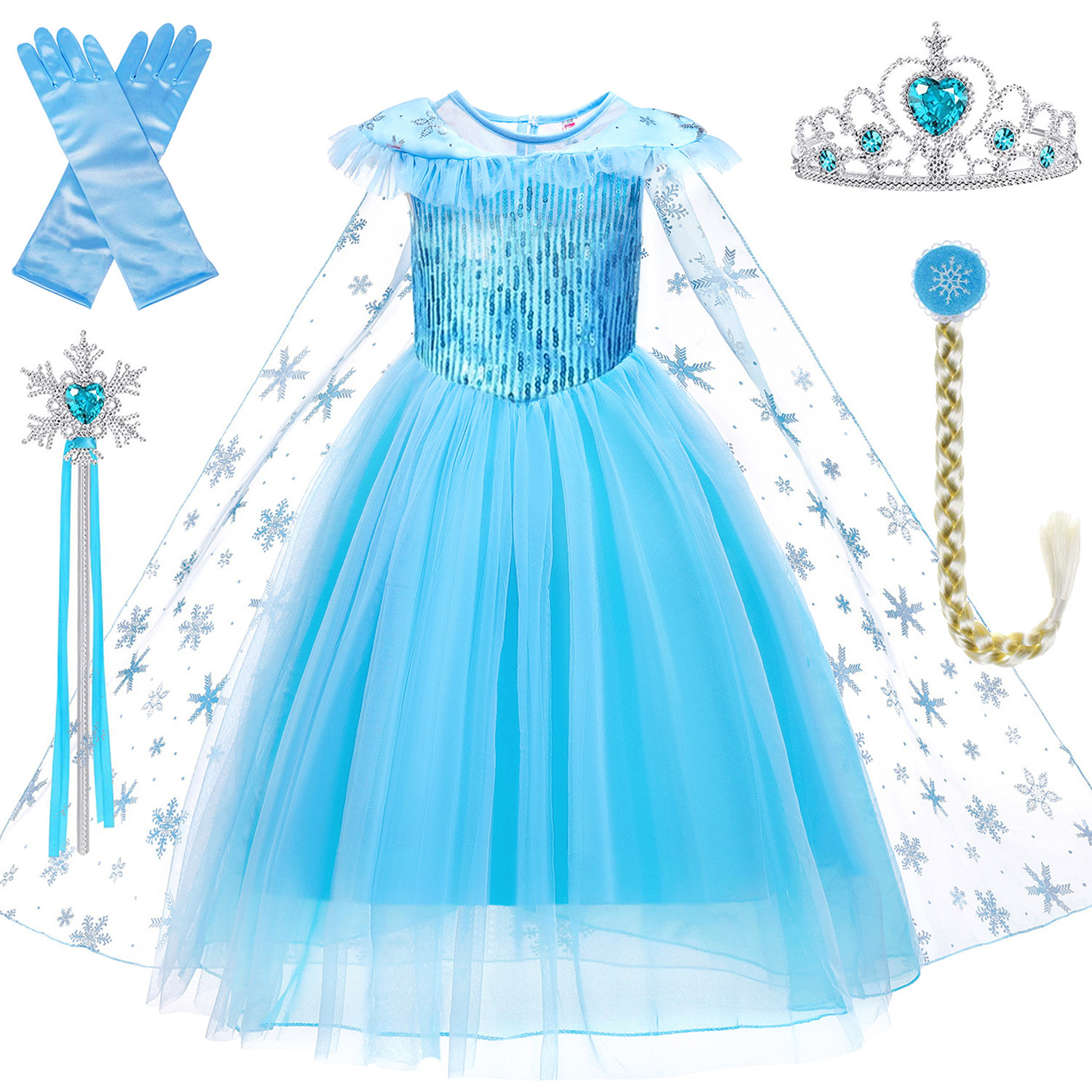 Vestido de princesa congelada Elsa de comercio exterior vestido de niña Elsa traje de Navidad para niños