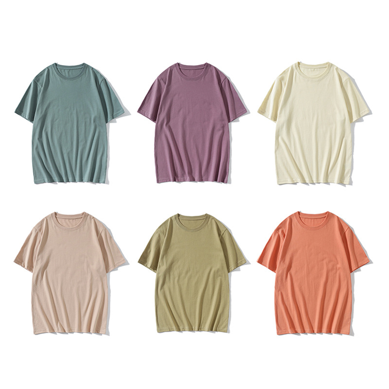 Camiseta de algodón de cuello redondo de verano logotipo impreso gota hombro ropa de clase de trabajo marca de moda camisa de publicidad de manga corta Camiseta Comercio exterior transfronterizo