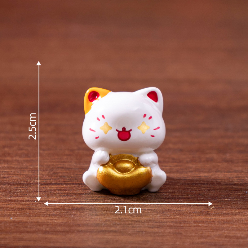 マイクロ風景かわいい新年招き猫人形かわいい diy 装飾ブラインドバッグアクセサリーデスクトップ車の装飾品|undefined