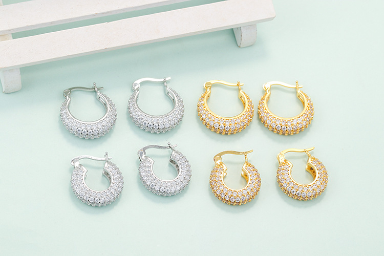 Unisex Gender Plating Design Wholesale New Style Full Diamond Zircon Copper Earrings Nihaojewelry