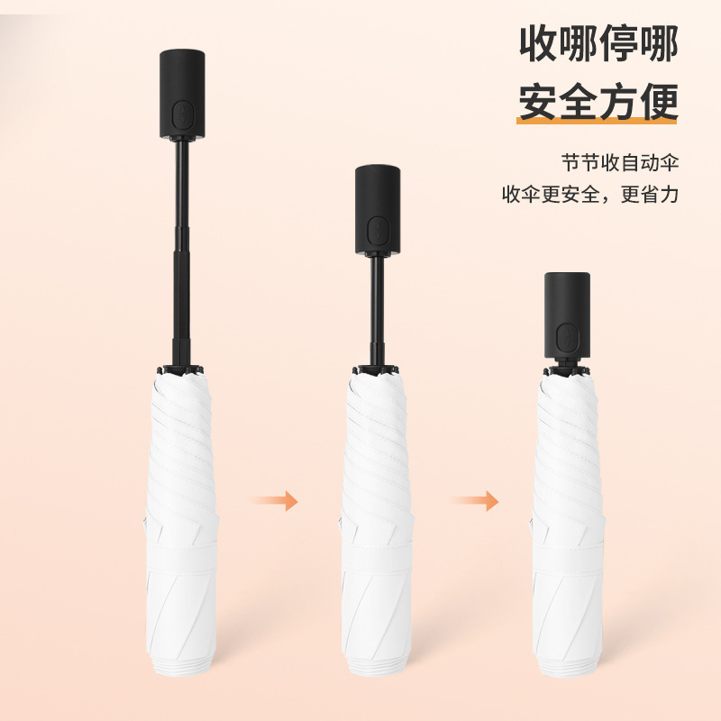 Secretly Collapsible Ultra-light Automatic Umbrella Compact Portable Sun Umbrella Black Rubber Sunshade Sunscreen and Rain Protection Dual-purpose Handbag Folding Umbrella