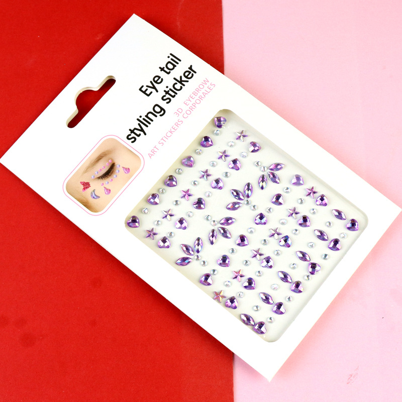Transfronterizo AB diamantes coloridos joyas de maquillaje de ojos maquillaje facial pegatinas de diamante para niños espectáculo de escenario pegatinas faciales pegatinas de cristal perlas