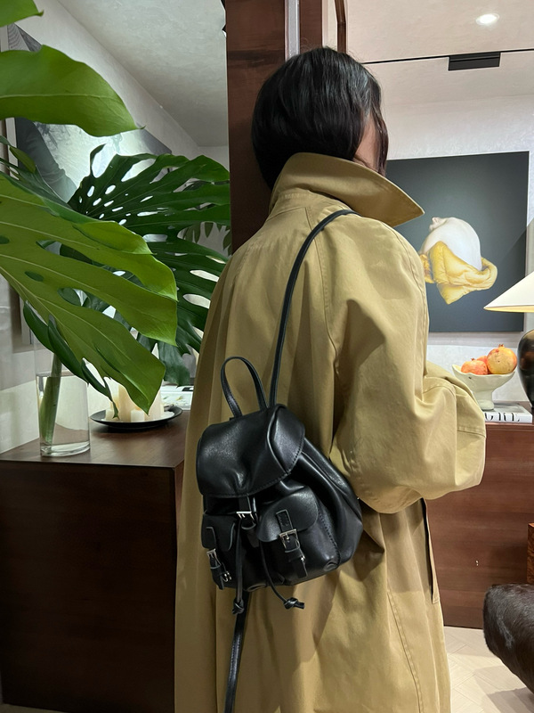 头层牛皮小众设计多口袋双肩包25新款时尚单肩通勤迷你小背书包潮|undefined