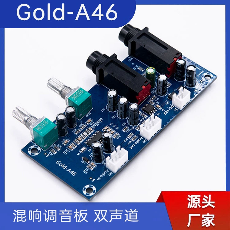 Плата усилителя для караоке Gold-A046 DC12VPT2399, плата реверберации для пения, DIY микрофон