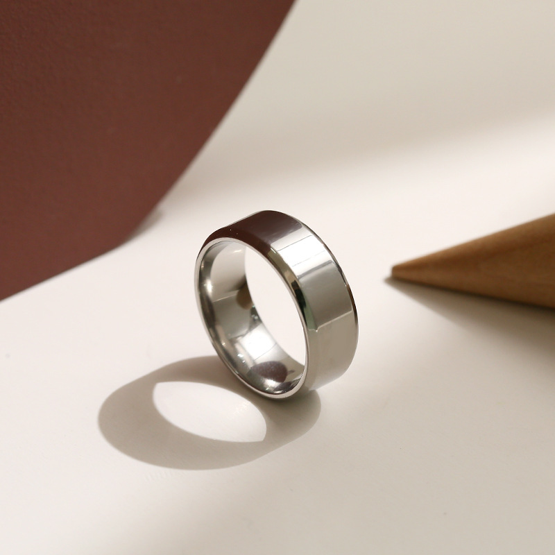 Solid Color Pattern Unisex Gender Fashion Solid Color Stainless Steel Polishing Unisex Rings