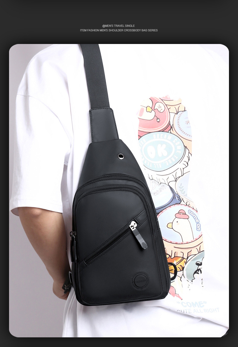New water-repellent leather film chest bag for men, large-capacity multi-layer adjustable shoulder strap crossbody bag for cross-border use undefined