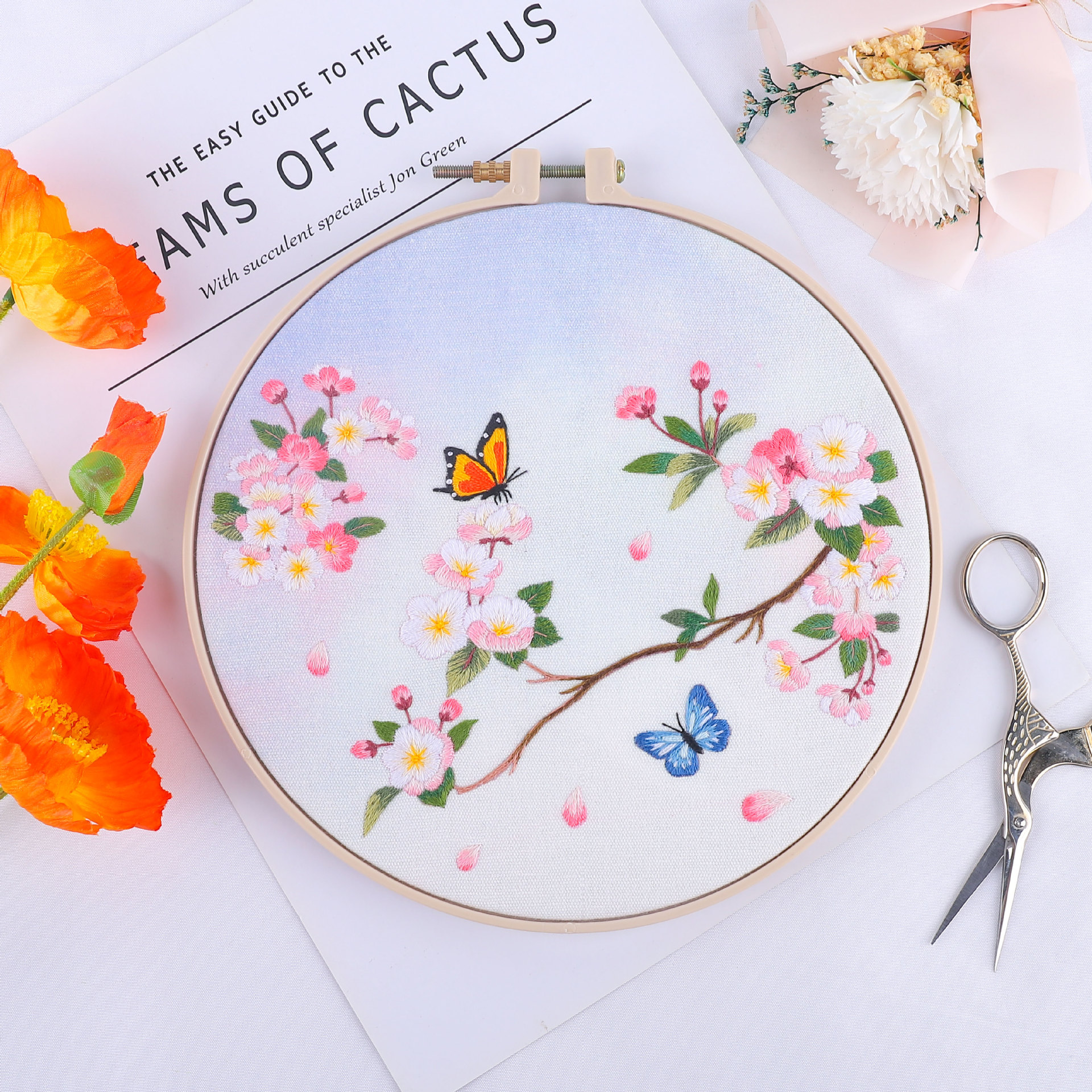 Paquete de material bordado hecho a mano para principiantes, patrón de hojas de hierba de estilo escandinavo, regalo bordado de Suzhou, puramente hecho a mano