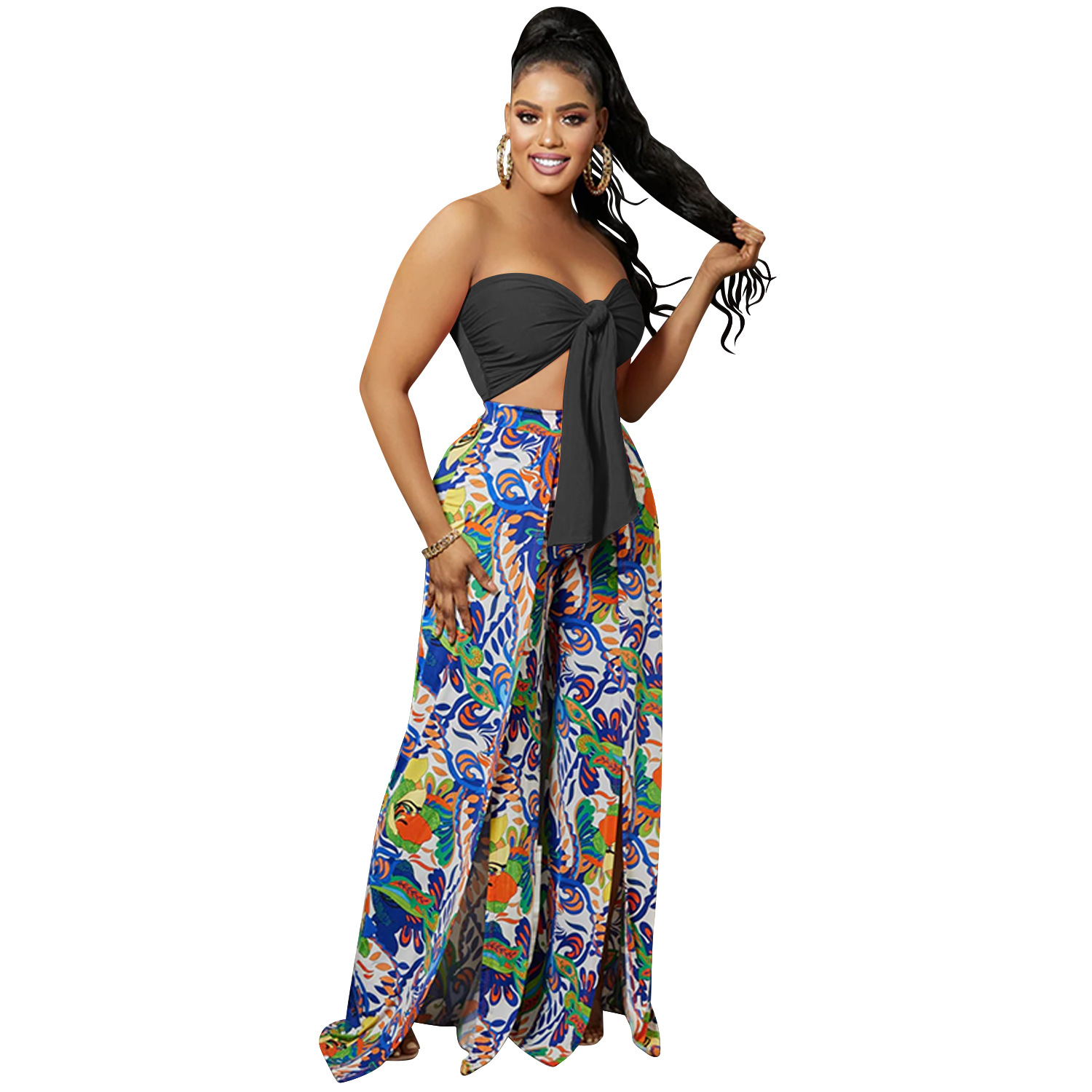 C5815 transfronterizo Europa y los Estados Unidos Aliexpress Amazon moda limpieza de pecho impresión espalda pantalones de dos piezas