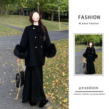 套装女2025秋冬新款小香风双排扣宽松气质毛呢外套休闲垂感半身裙