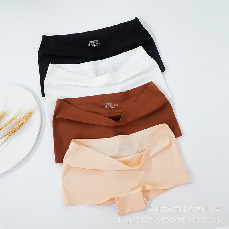 Calzoncillos Boxer base Amazon para mujer sin rizar entrepierna de algodón antideslizante cintura media calzoncillos Boxer sin costuras de seda de hielo claro