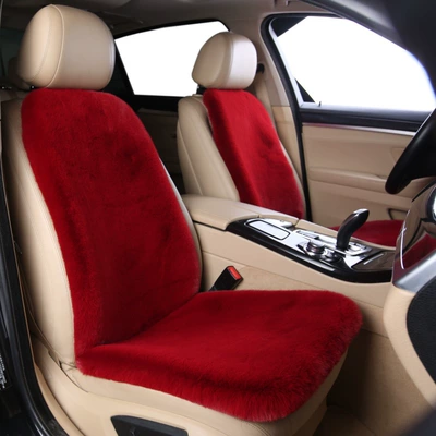 Cushion Rear Short Plush Four-Season, Wool pad - four-layers-of-thickening-1-single-seat-1-backrest-wine-red