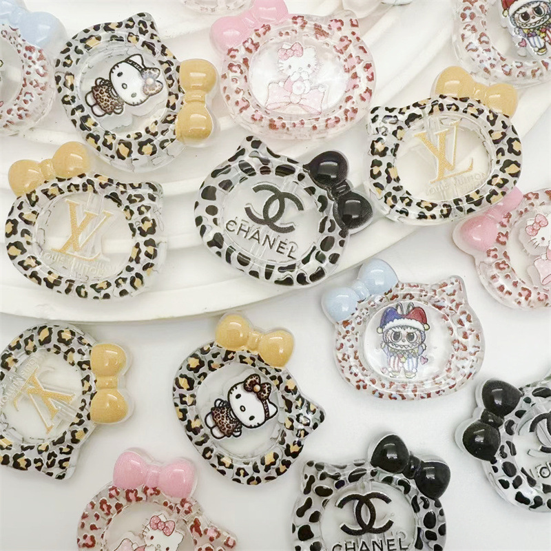 Acrylic Double-Sided Printing Small Fragrance Cartoon Hello Kittv Frame Beaded Mobile Phone Chain Keychain DIY Accessories