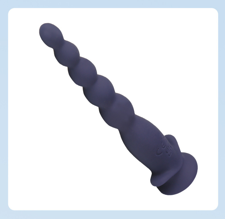 Vibrating Anal Beads with Suction Base, Silicone, Button Control, Blue — detail image 20