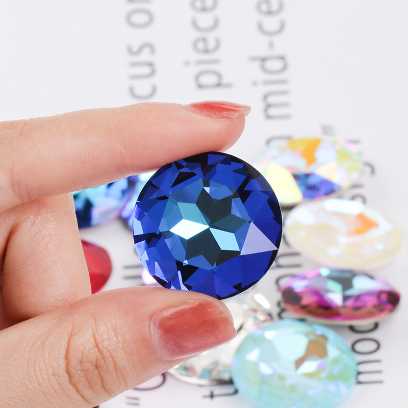 K9 high-end pointed gem flower shape round crystal glass gemstone drill vacuum-plated bottom DIY sticker drill accessories